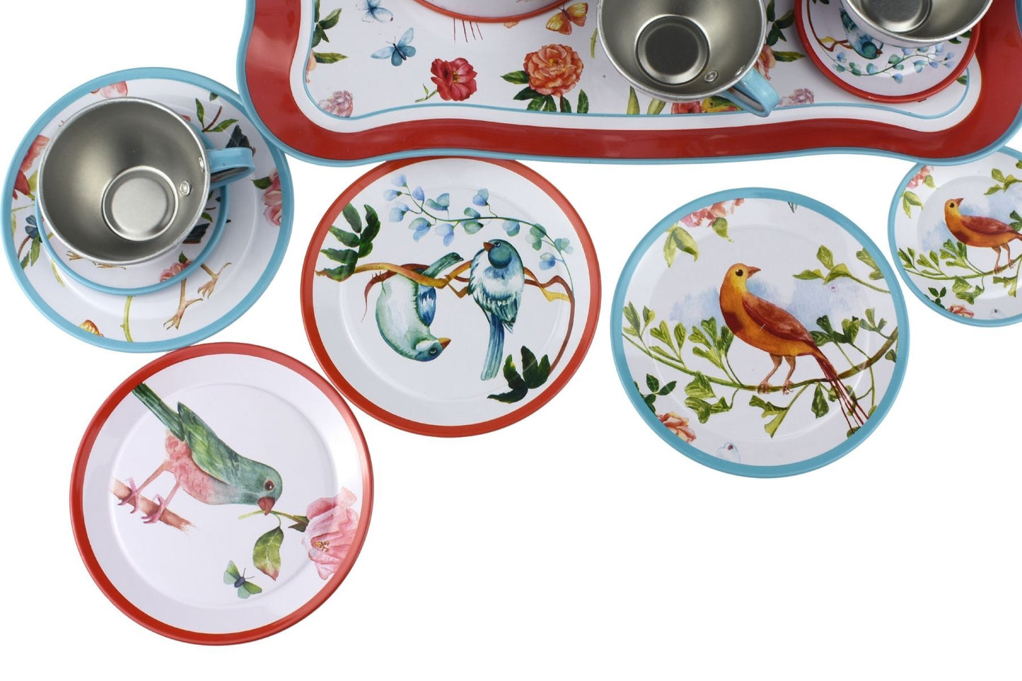 GARDEN BIRDS TIN TEA SET 15PCS