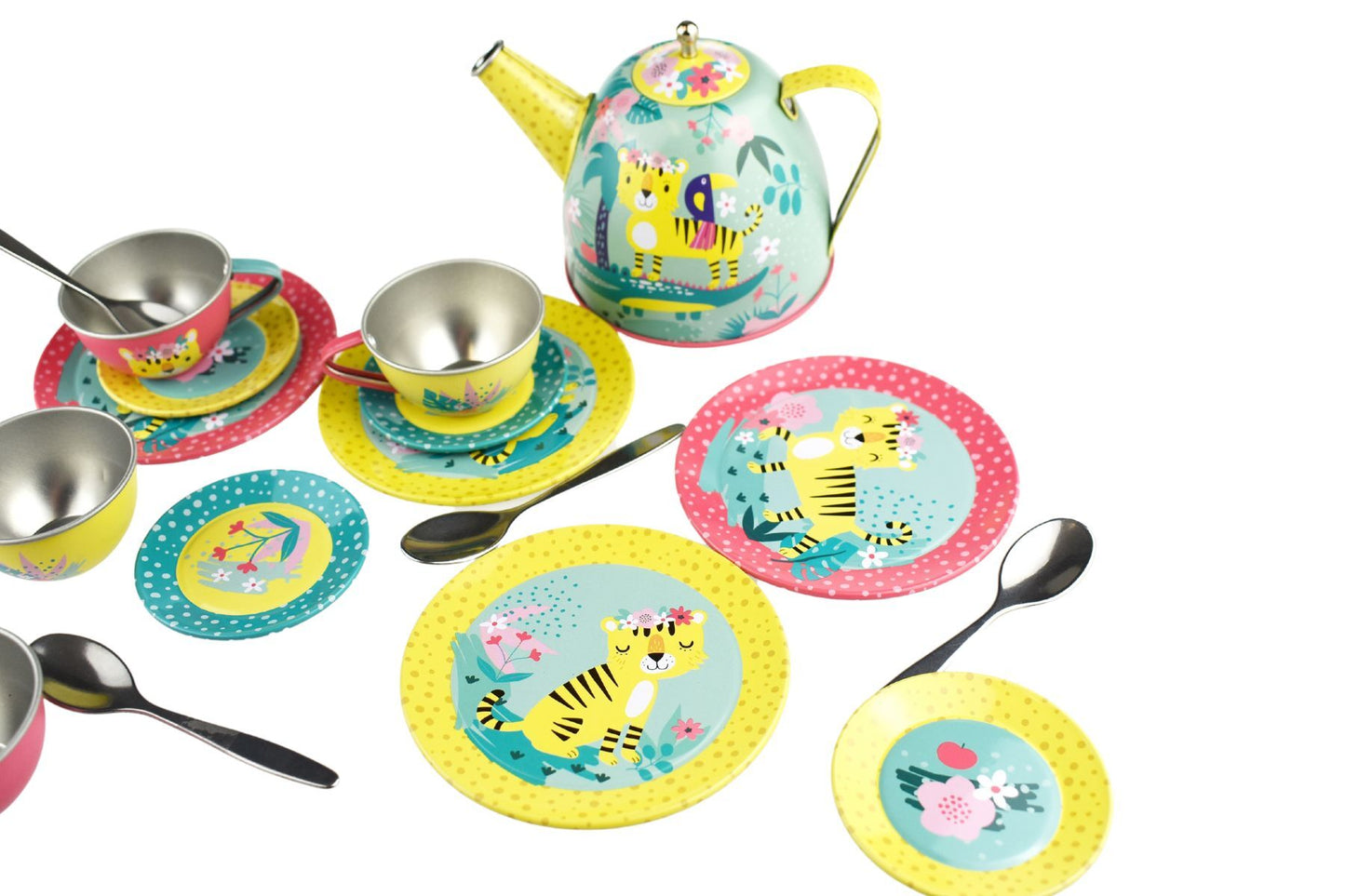 JUNGLE FRIENDS - TIGER TIN TEA SET IN PICNIC BASKET 18PCS