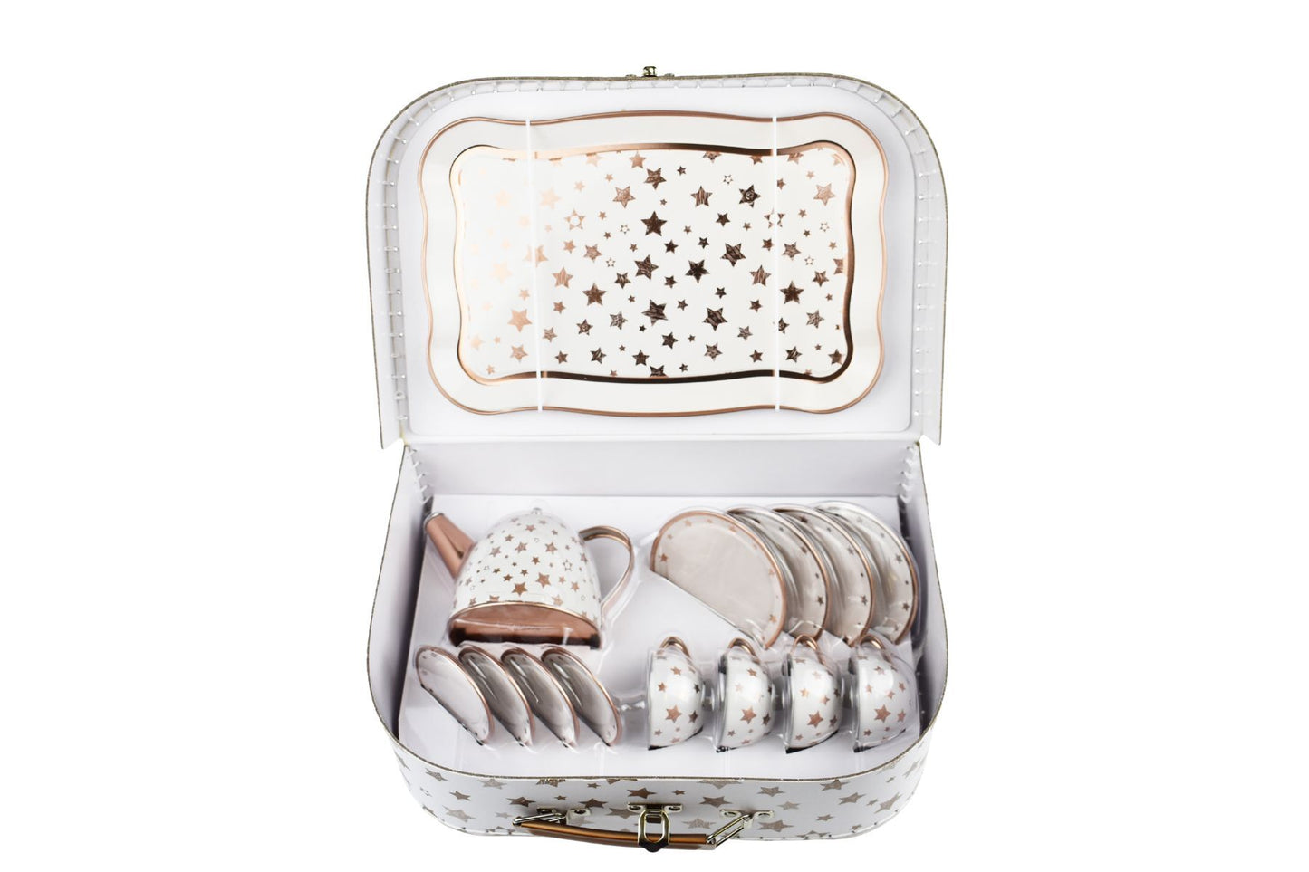 GOLD STAR TIN TEA SET IN SUITCASE