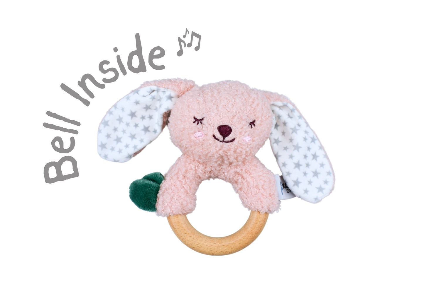 SNUGGLE BUDDY BERRY BUNNY WOODEN RING RATTLE