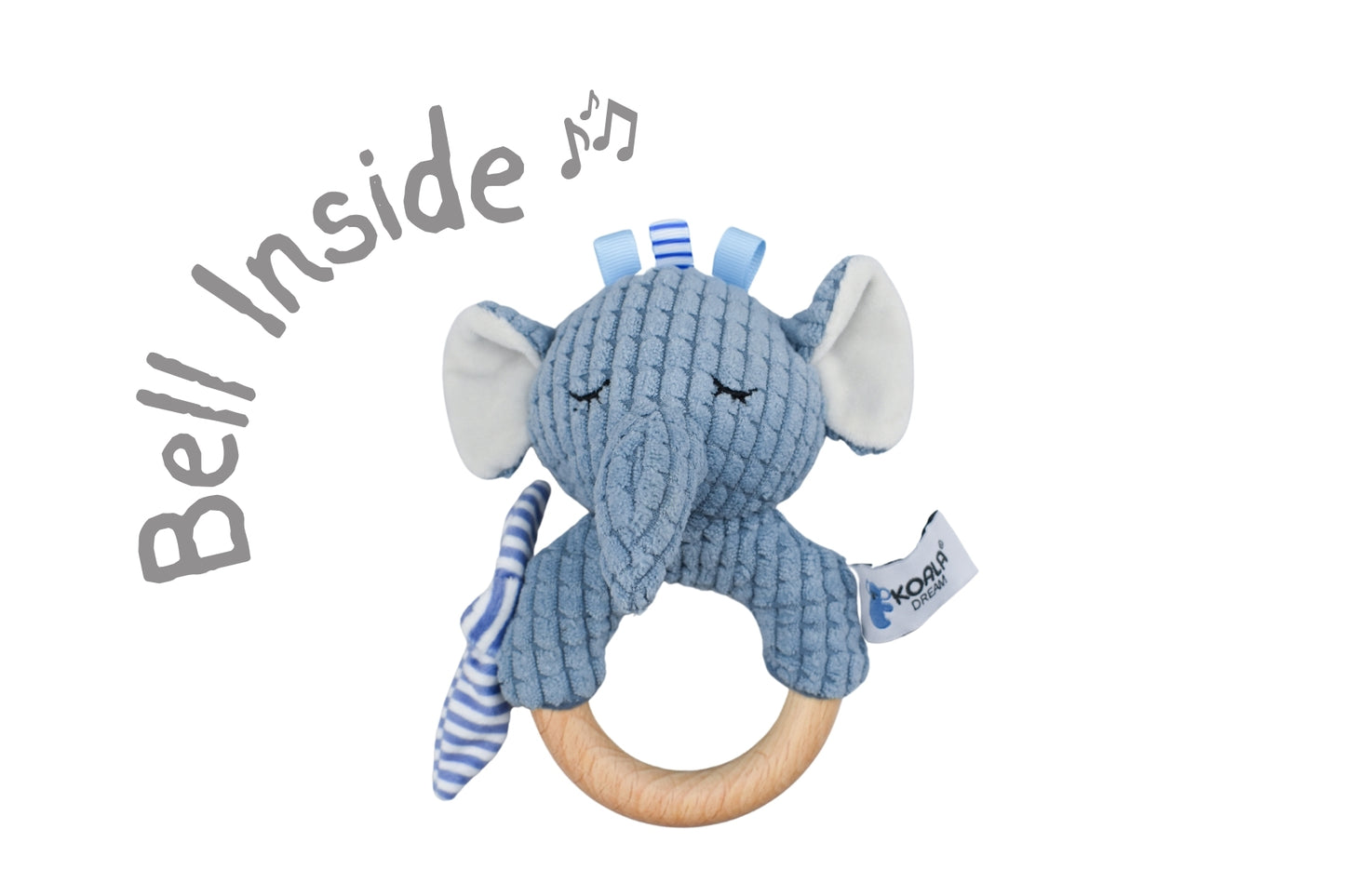 SNUGGLE BUDDY TRUNKS ELEPHANT WOODEN RING RATTLE