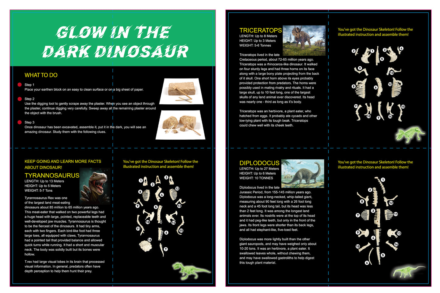 GLOW IN THE DARK DIPLODOCUS EXCAVATION KIT