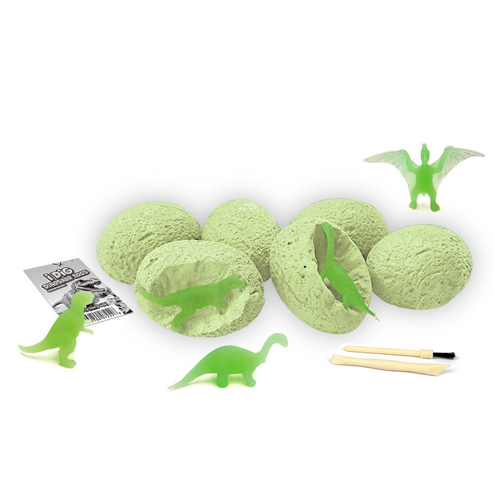 I DIG GLOW IN THE DARK DINO EGG DIG KIT SET OF 12