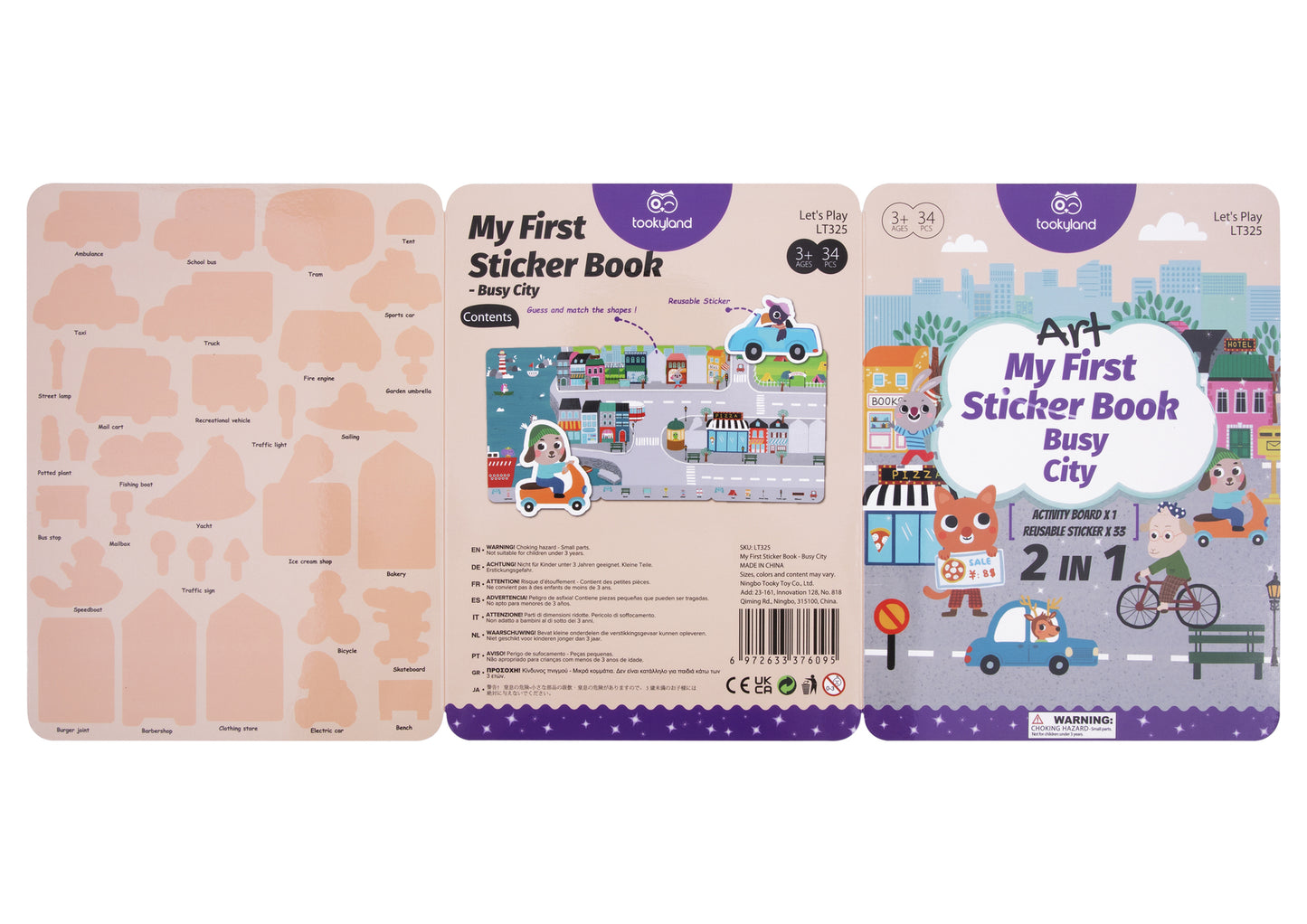 SILICONE STICKER BOOK - BUSY CITY