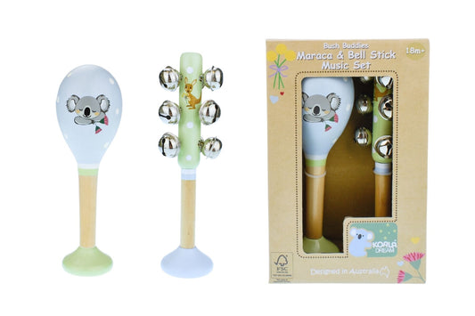 BUSH BUDDIES AUSTRALIAN ANIMALS MARACA & BELLSTICK SET