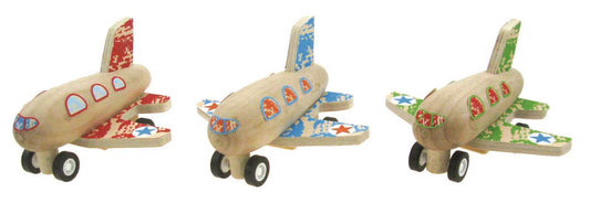 WOODEN PULL BACK AIRPLANE SET OF 3