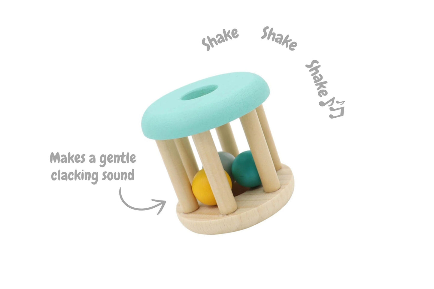 CALM & BREEZY WOODEN RATTLE MINT GREEN