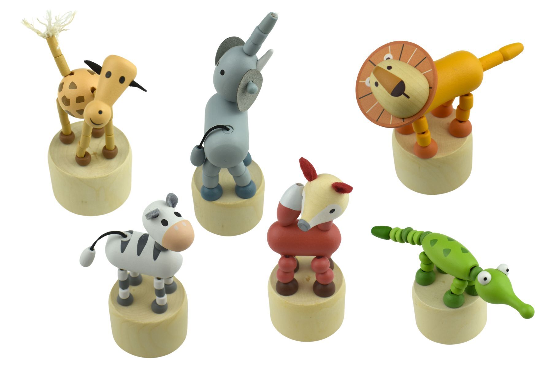 CALM & BREEZY WOODEN DANCING JUNGLE ANIMAL SET OF 6