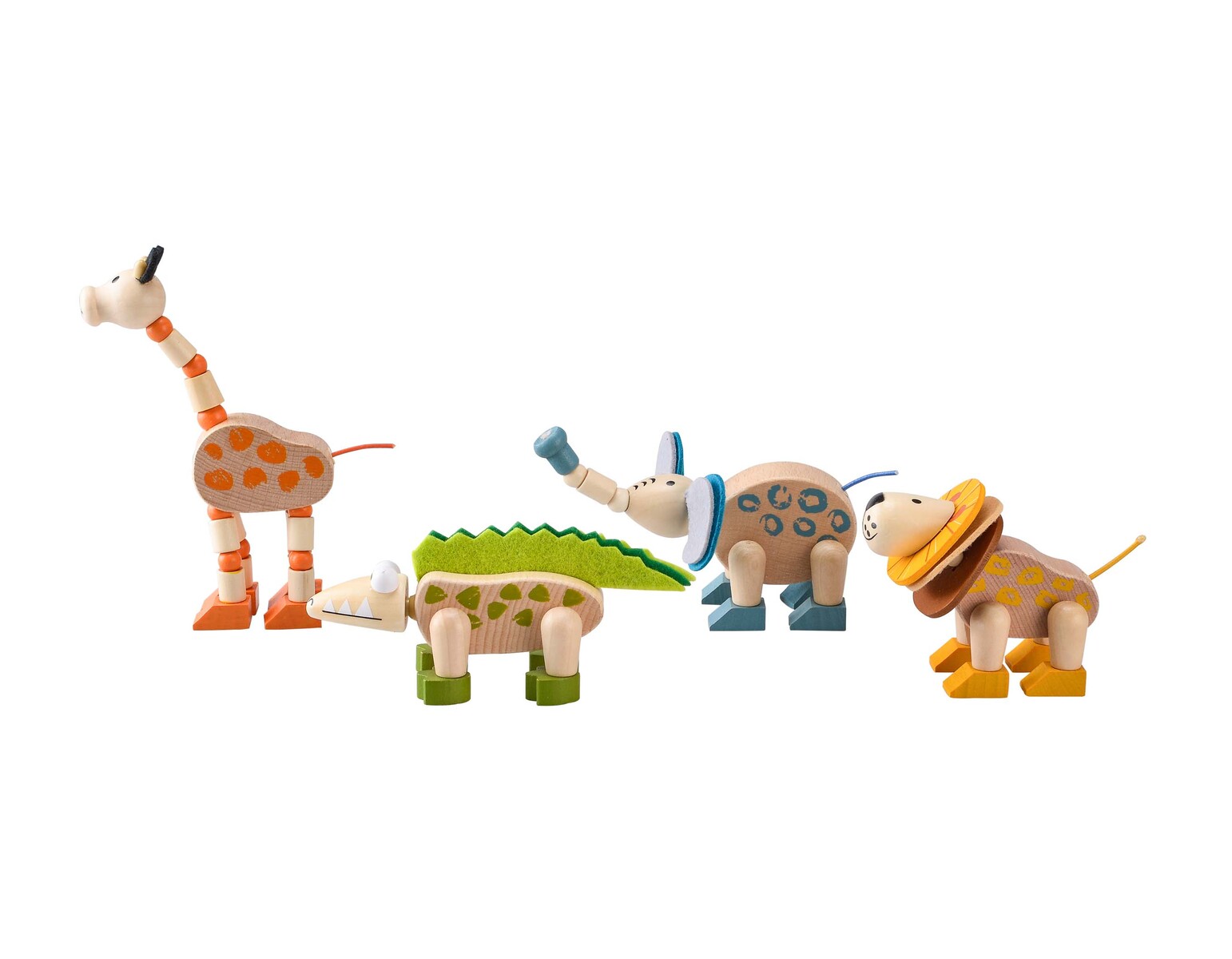 WOODEN FLEXI JUNGLE ANIMAL SET OF 4