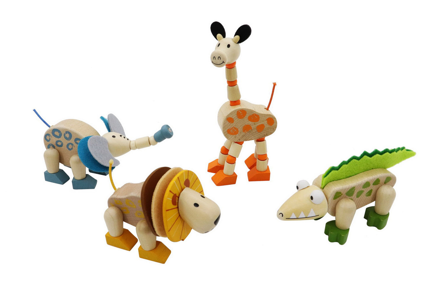 WOODEN FLEXI JUNGLE ANIMAL SET OF 4