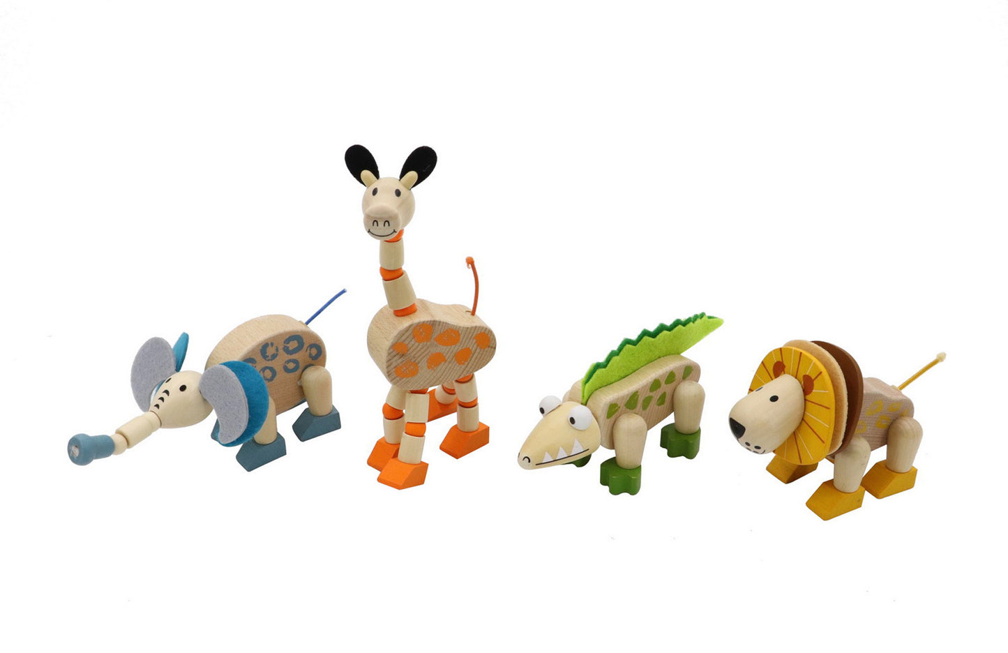 WOODEN FLEXI JUNGLE ANIMAL SET OF 4