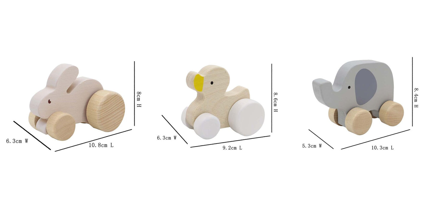 WOODEN ANIMAL CAR SET OF 3