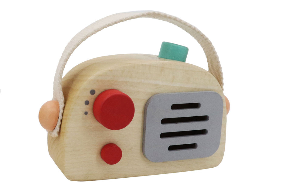 WOODEN RADIO MUSIC BOX RED