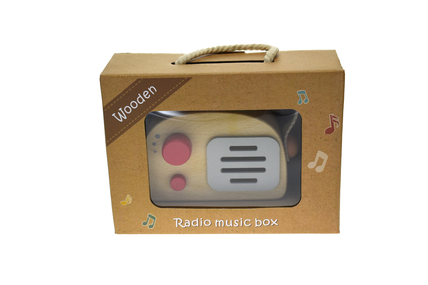 WOODEN RADIO MUSIC BOX RED