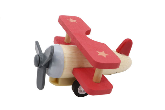 RETRO PULL BACK BIPLANE RED