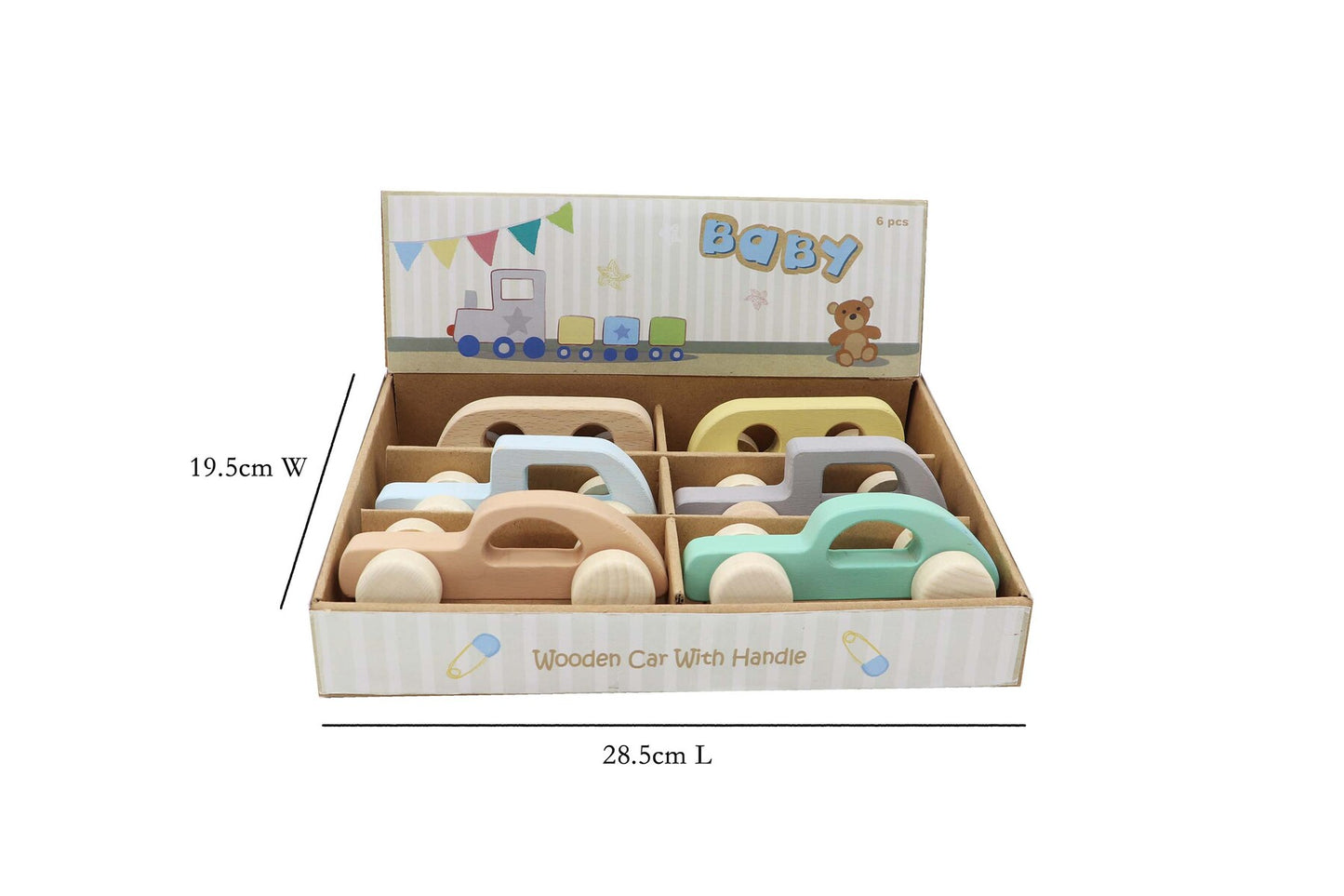 CALM & BREEZY WOODEN CAR IN DISPLAY BOX SET OF 6