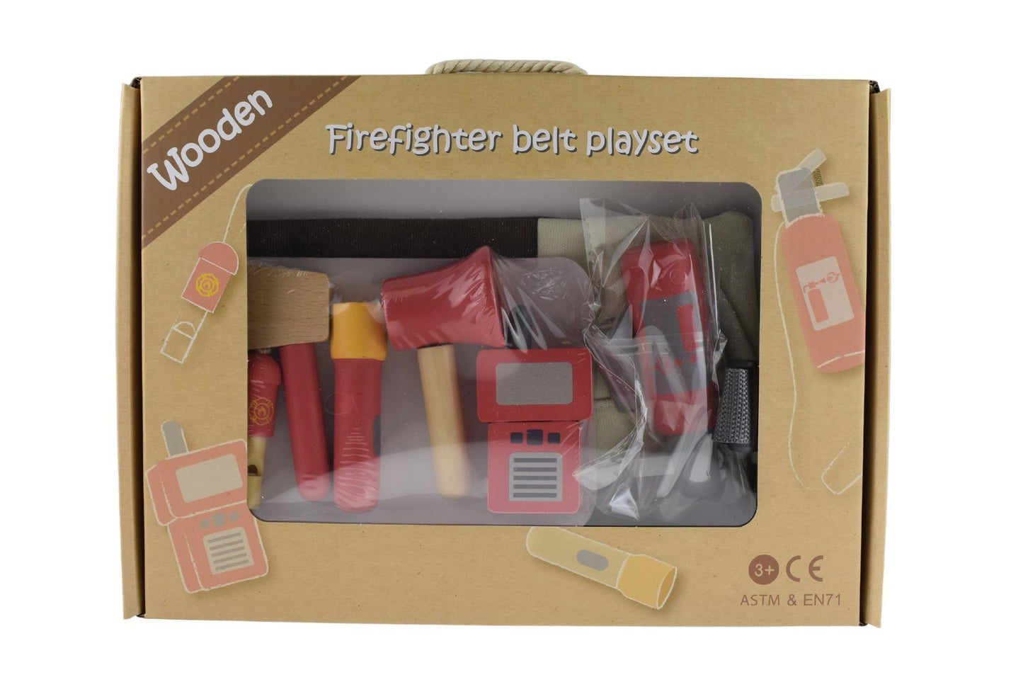 WOODEN FIRE FIGHTER BELT PLAYSET