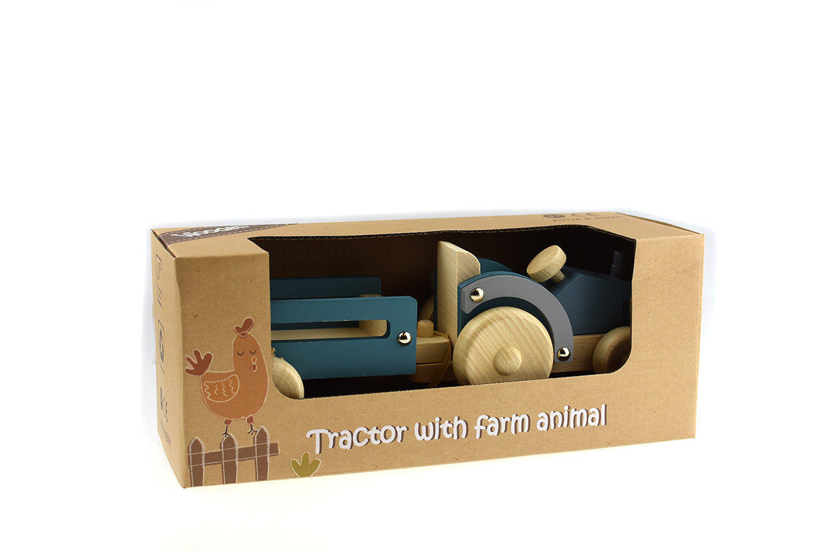 WOODEN TRACTOR WITH SHEEP DOG