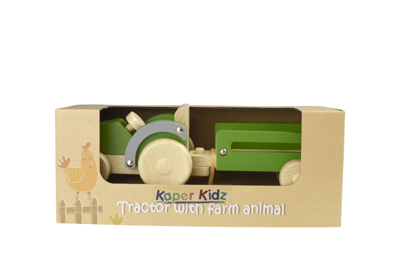 WOODEN TRACTOR WITH FARM ANIMAL