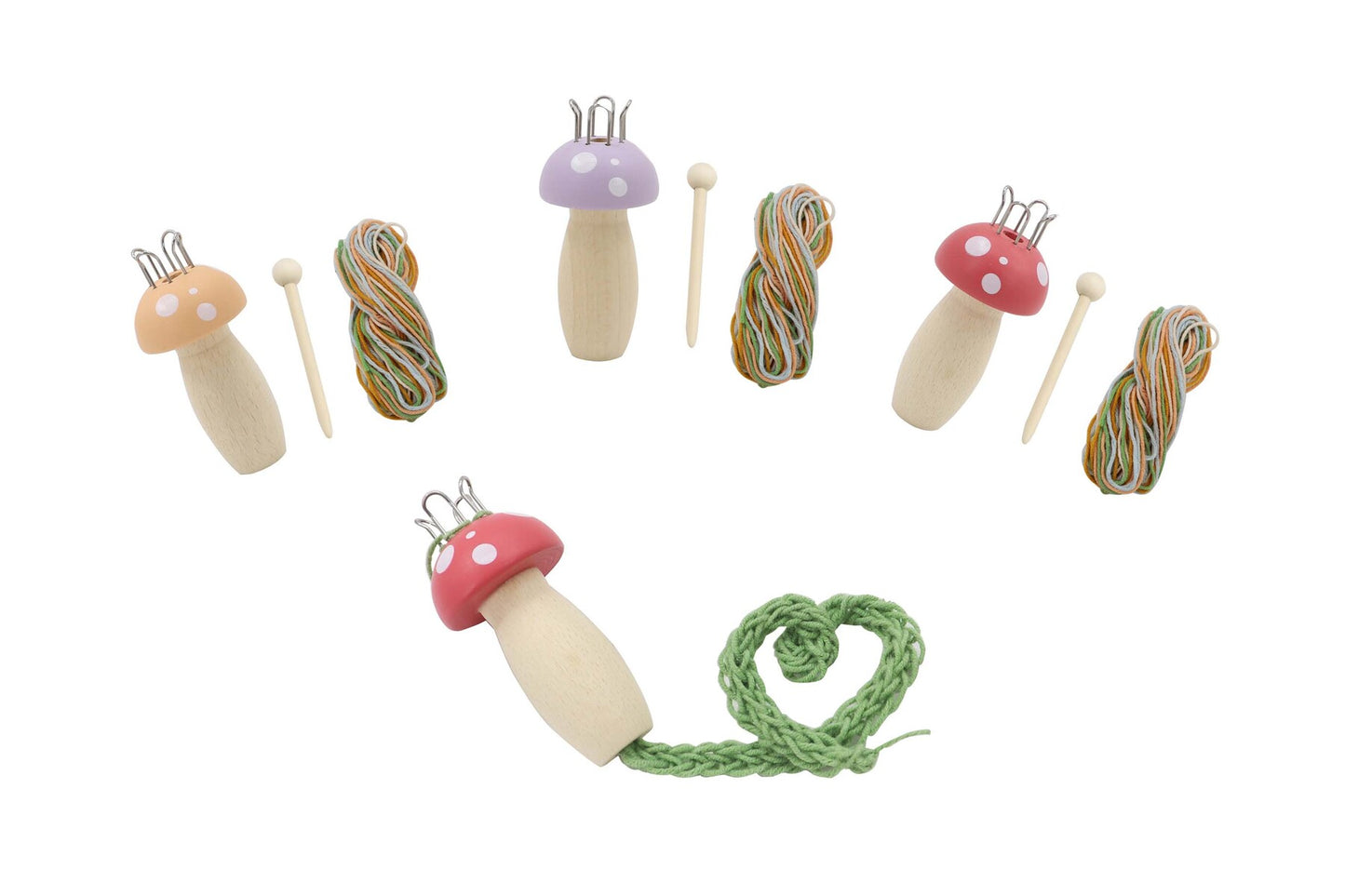 WOODEN MUSHROOM KNITTING NANCY CRAFT KIT -PK 3