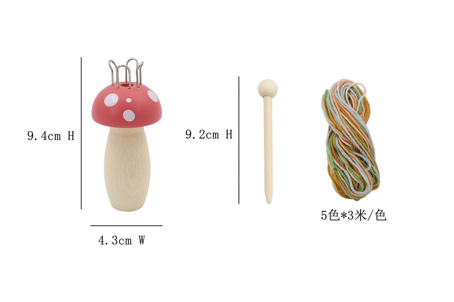 WOODEN MUSHROOM KNITTING NANCY CRAFT KIT -PK 3