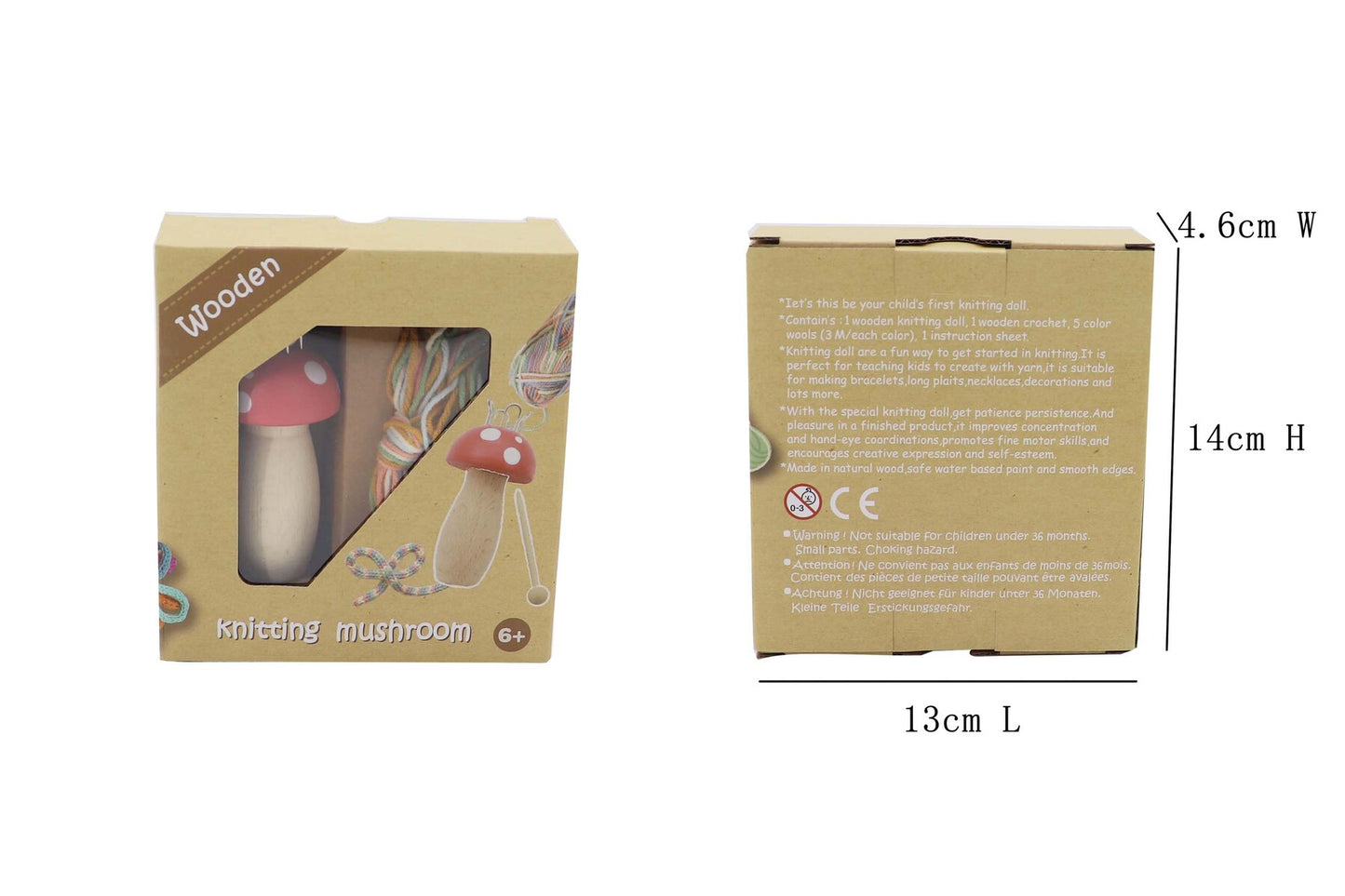 WOODEN MUSHROOM KNITTING NANCY CRAFT KIT -PK 3