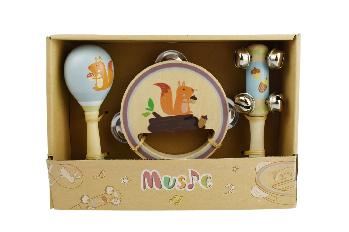 CALM & BREEZY SQUIRREL WOODEN 3PCS MUSICAL SET