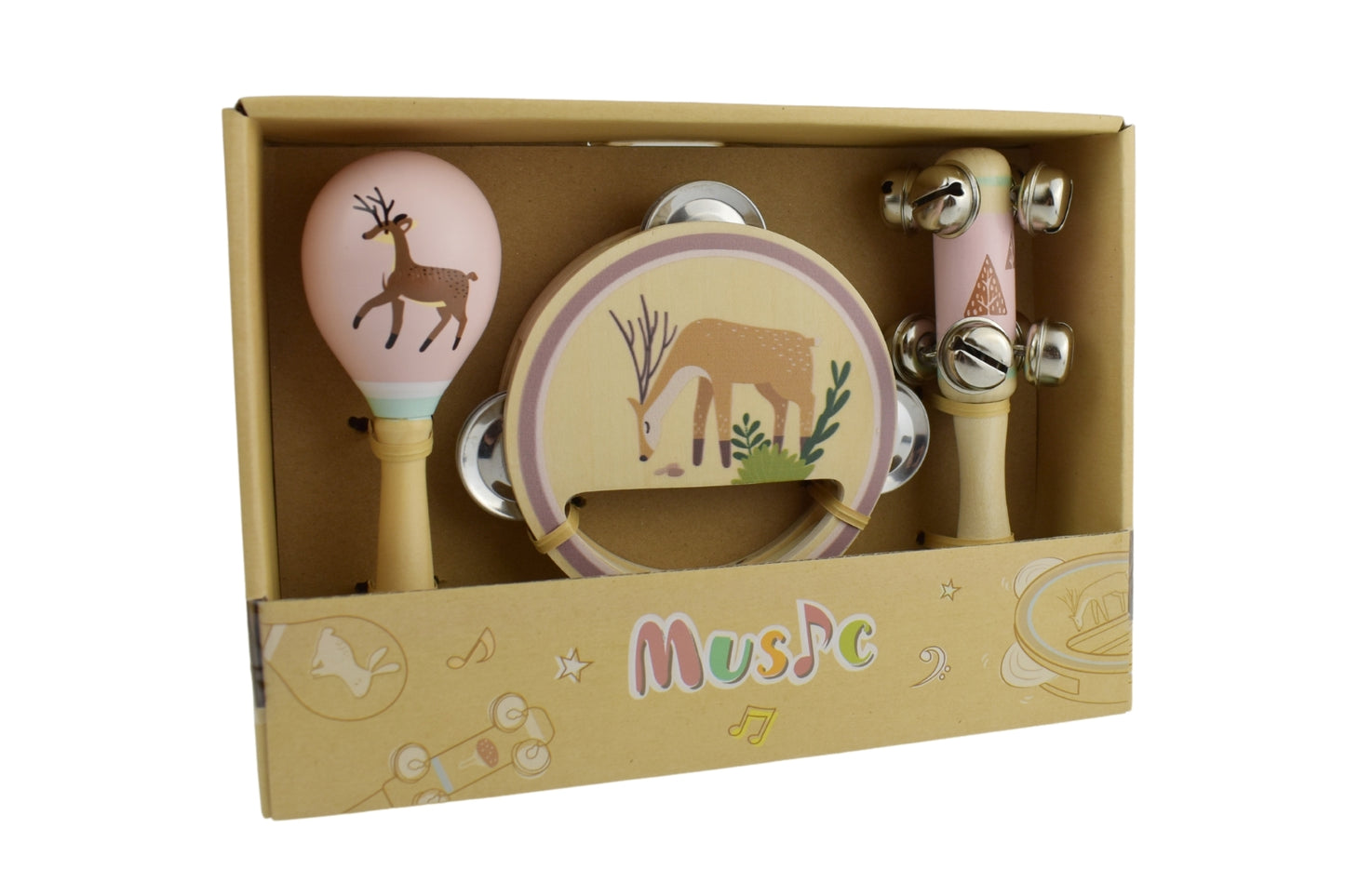 CALM & BREEZY DEER WOODEN 3PCS MUSICAL SET