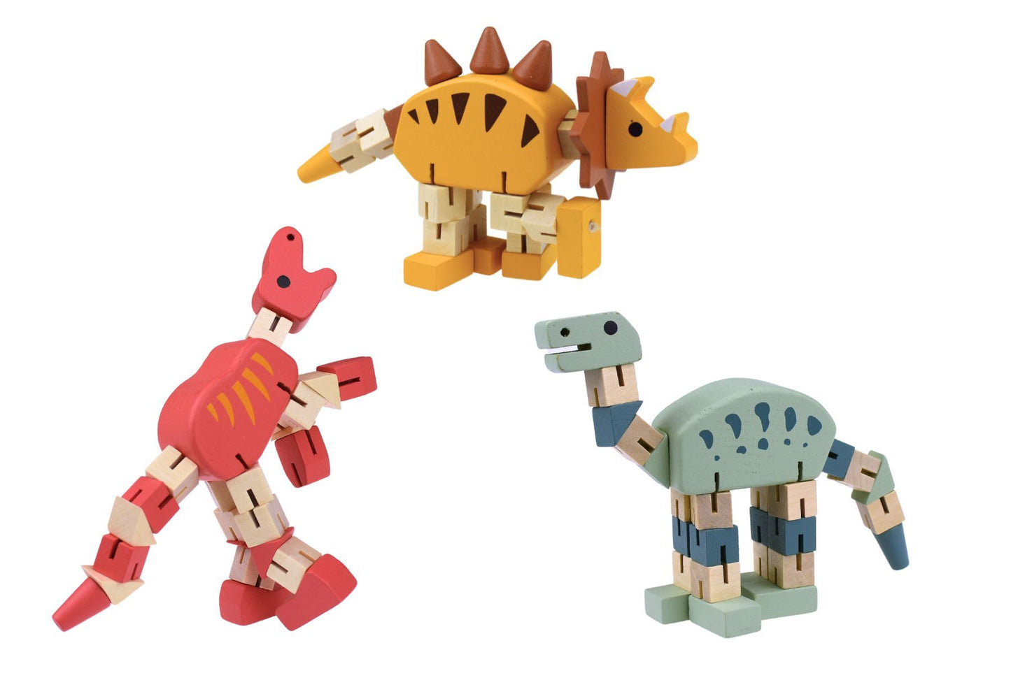 WOODEN FLEXI DINOSAUR SET OF 3