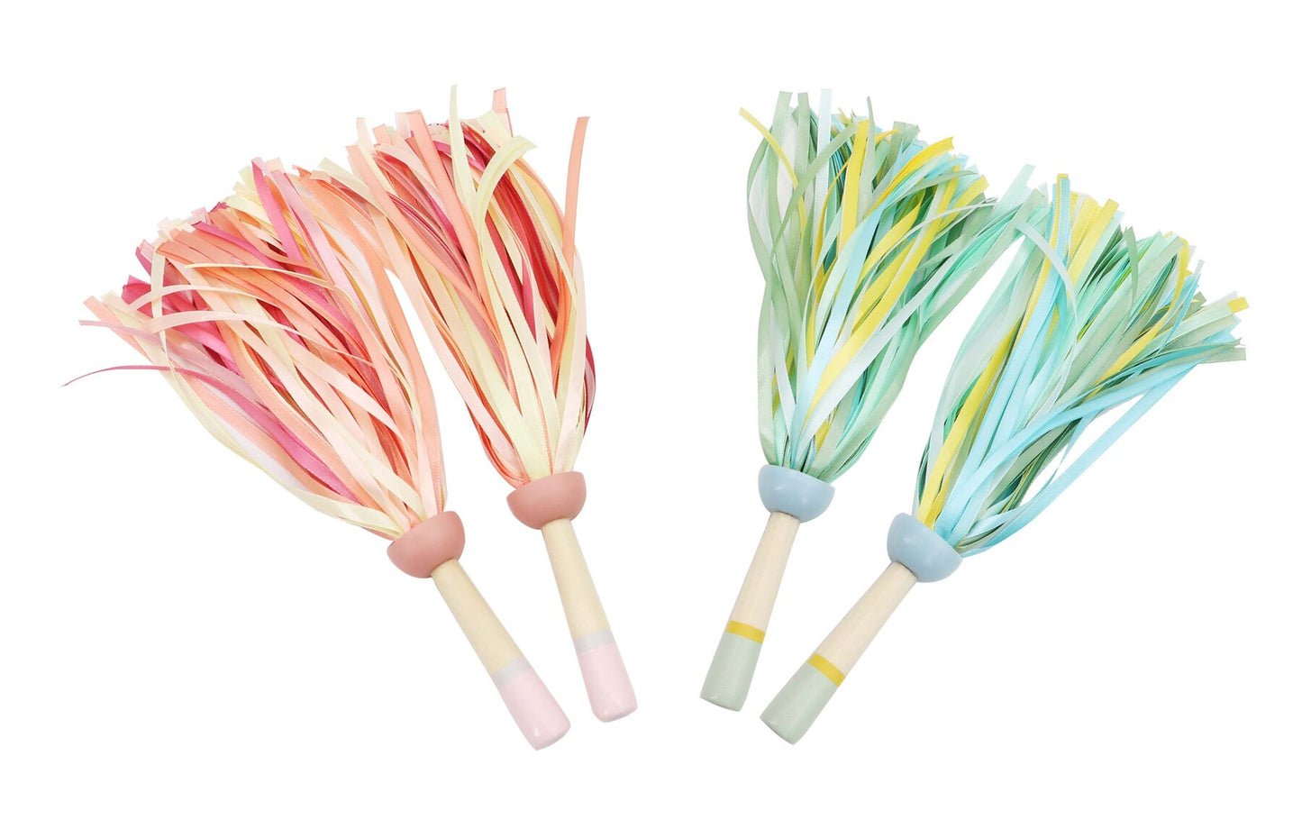 WOODEN CHEER POM POMS 2 PAIRS