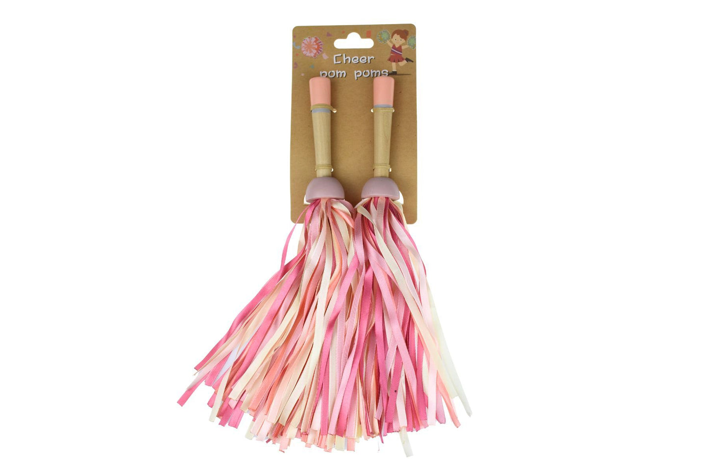 WOODEN CHEER POM POMS 2 PAIRS