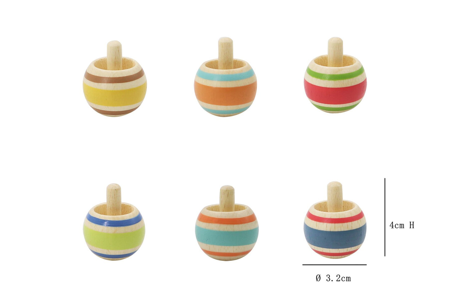 NEW PATTERN FLIP OVER SPINNING TOPS SET OF 6