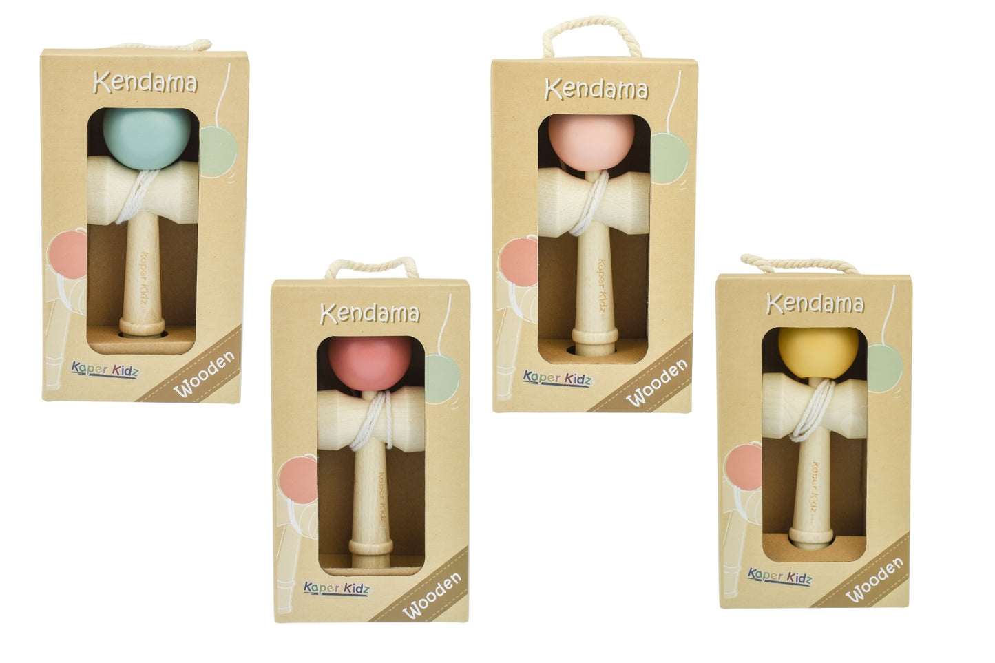 WOODEN KENDAMA CATCH THE BALL GAME SET OF 4