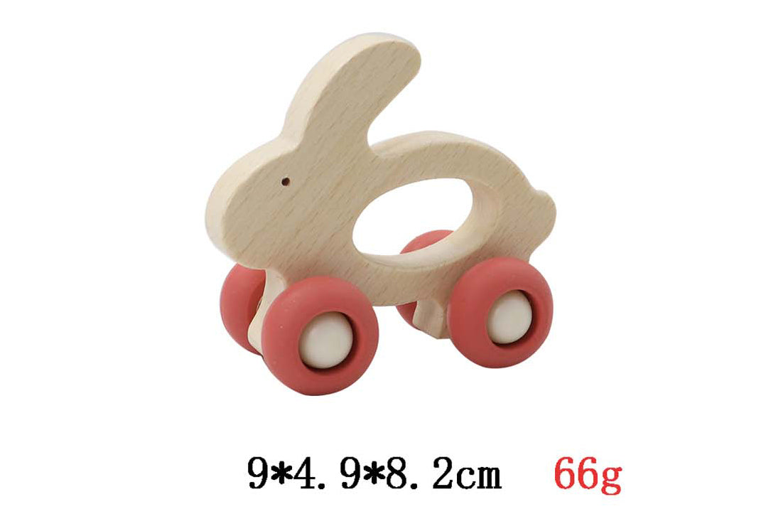 WOODEN GRIP RABBIT WITH SILICONE WHEELS