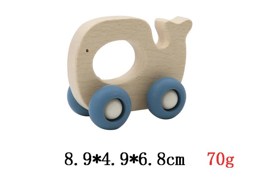 WOODEN GRIP WHALE WITH SILICONE WHEELS