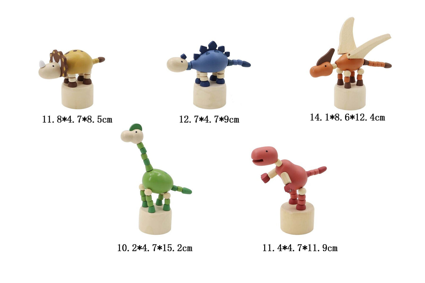 WOODEN DANCING DINOSAUR SET OF 5