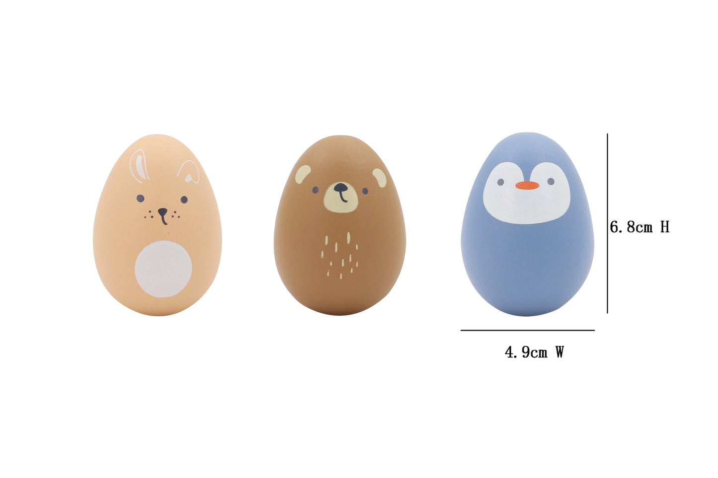 WOODEN ANIMAL EGG SHAKER PACK OF 3