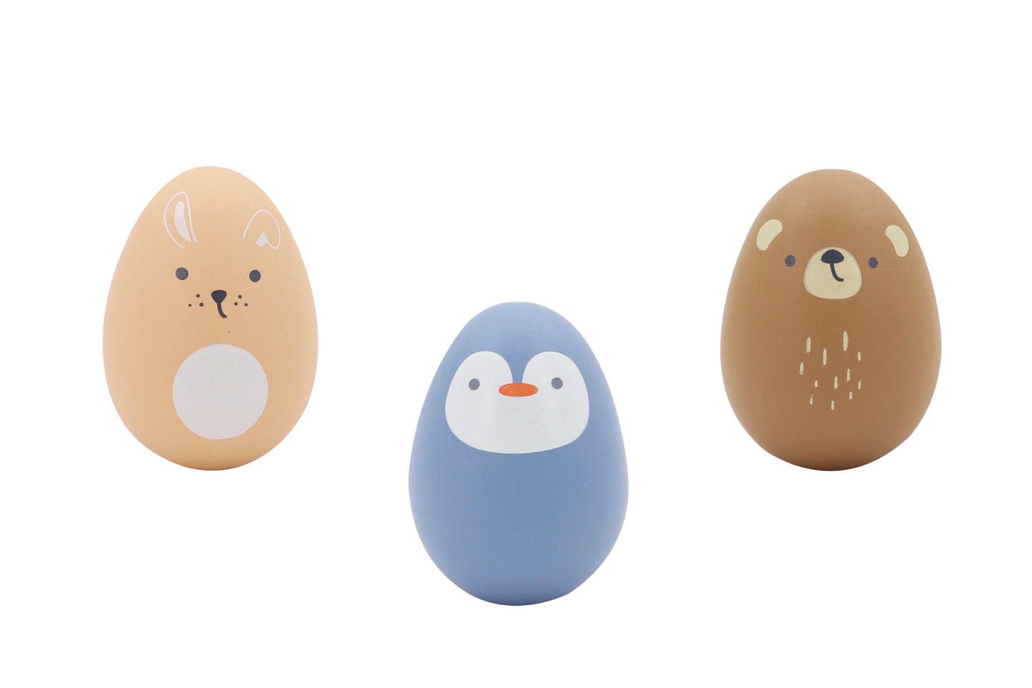 WOODEN ANIMAL EGG SHAKER PACK OF 3