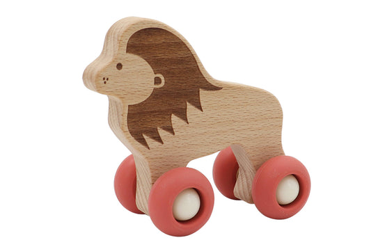 WOODEN LION WITH SILICONE WHEELS