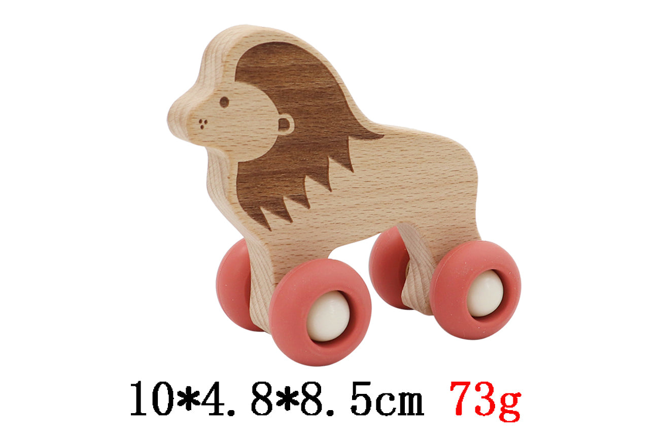 WOODEN LION WITH SILICONE WHEELS