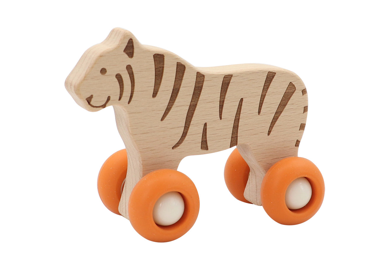 WOODEN TIGER WITH SILICONE WHEELS