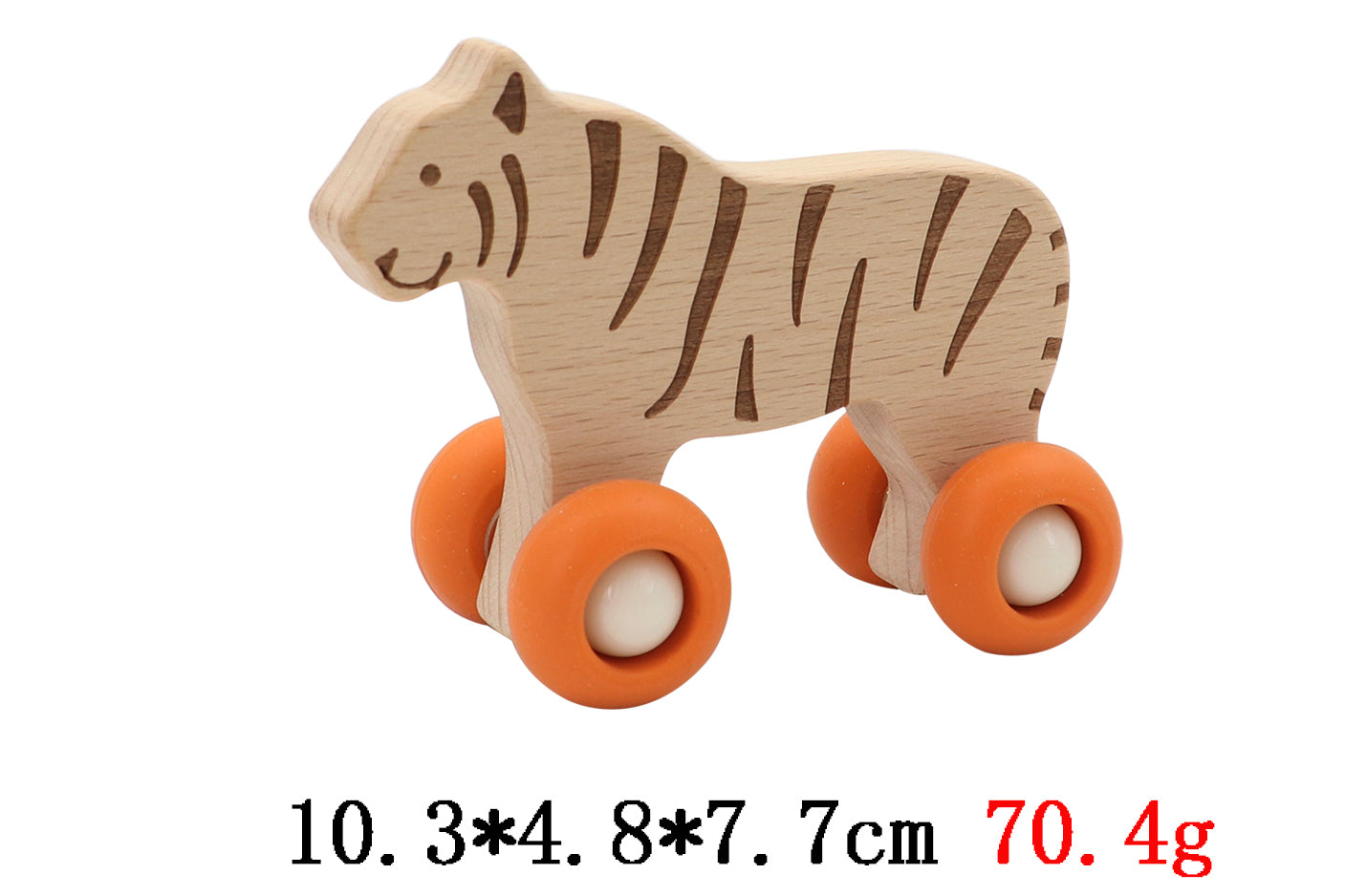 WOODEN TIGER WITH SILICONE WHEELS