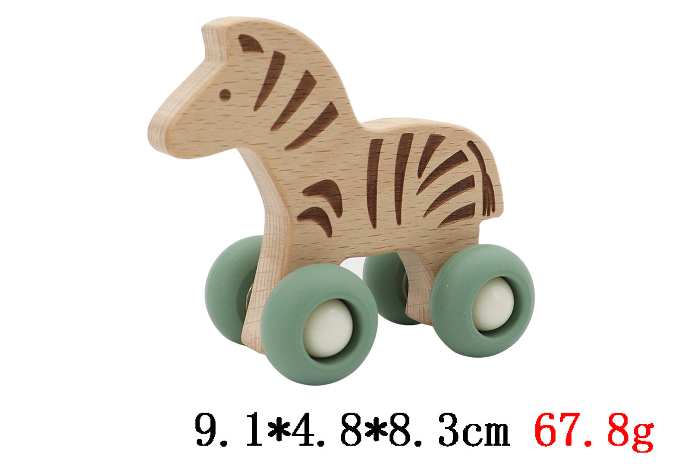 WOODEN ZEBRA WITH SILICONE WHEELS