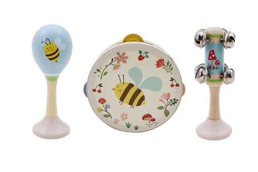 WOODEN SPRING INSECT BEE MUSIC 3 PCS SET