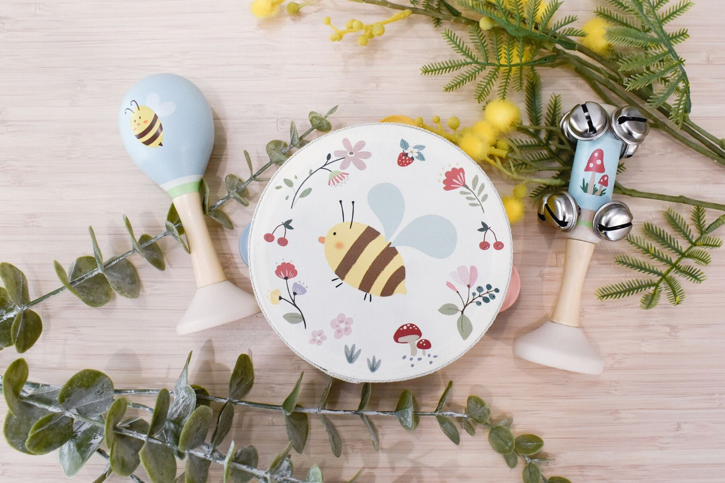 WOODEN SPRING INSECT BEE MUSIC 3 PCS SET