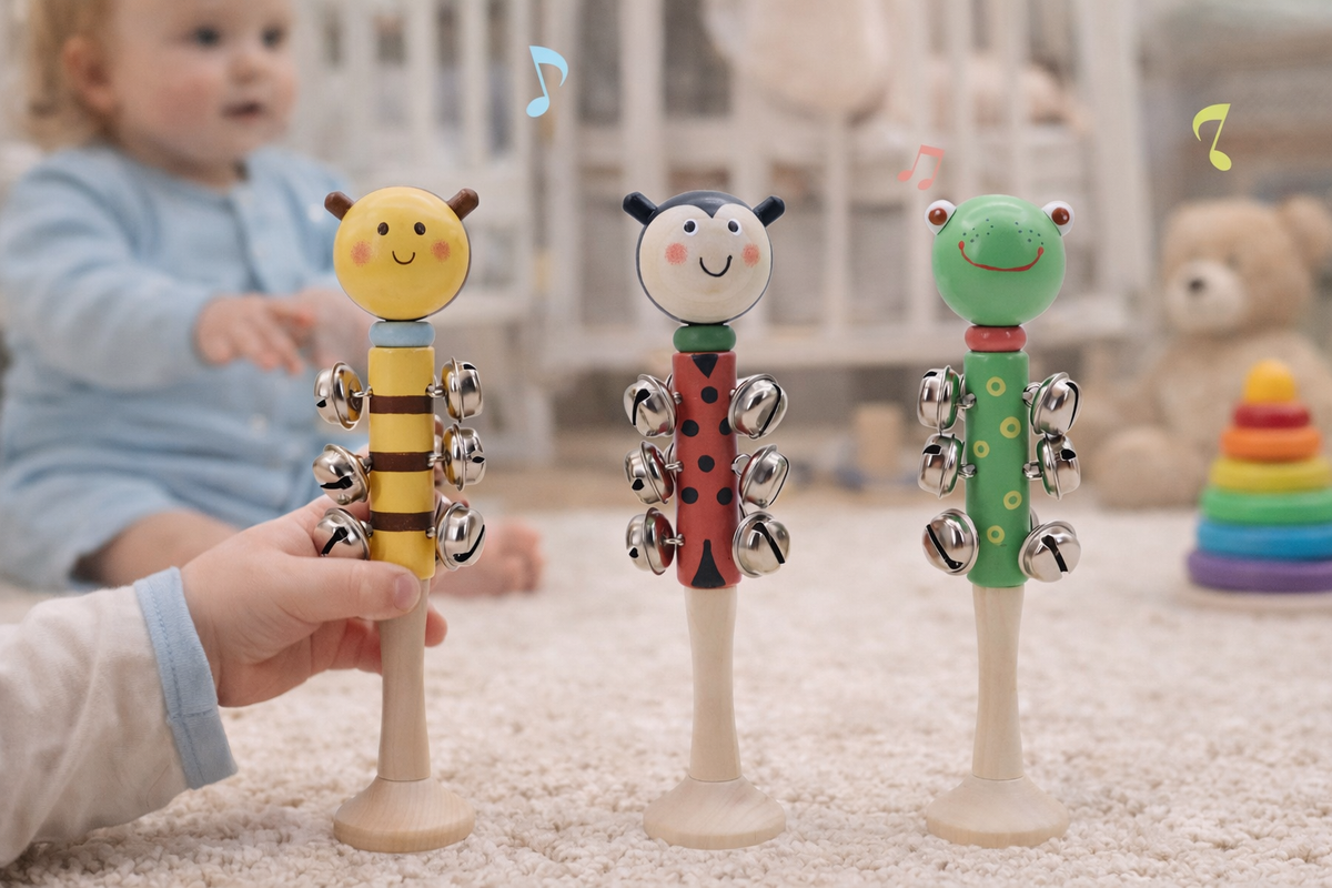 WOODEN INSECT BELL STICK SET OF 3