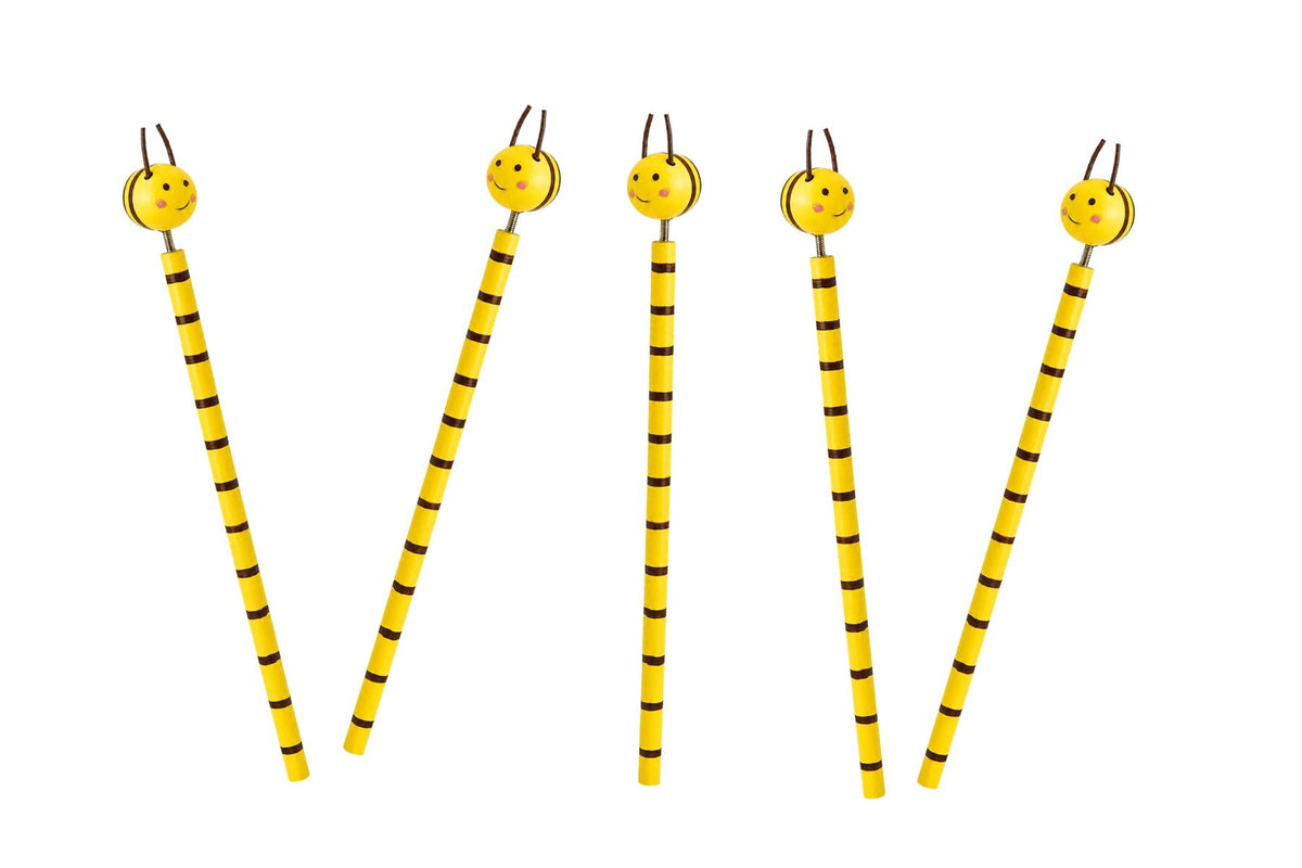PRICE FOR FIVE WOODEN BEE MULTI COLOUR PENCIL