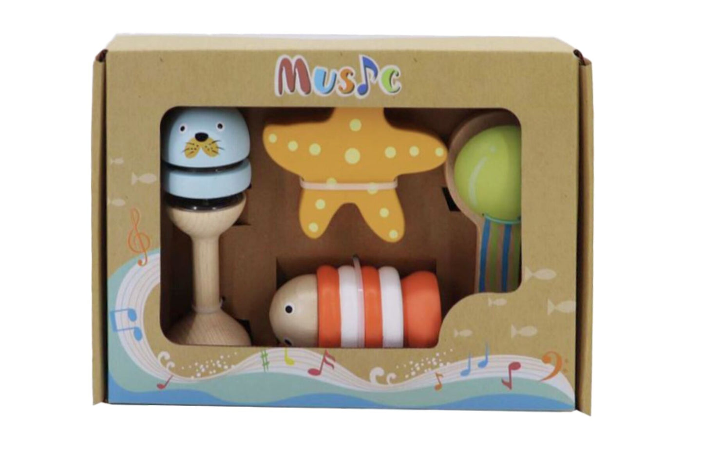 WOODEN OCEAN MUSIC SET 4 PC