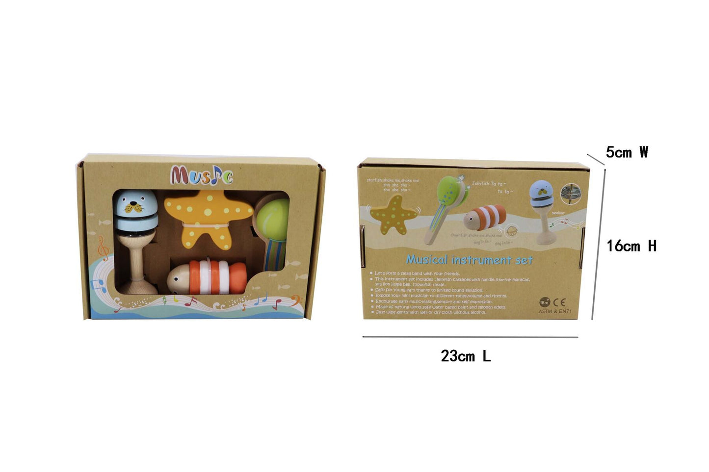 WOODEN OCEAN MUSIC SET 4 PC