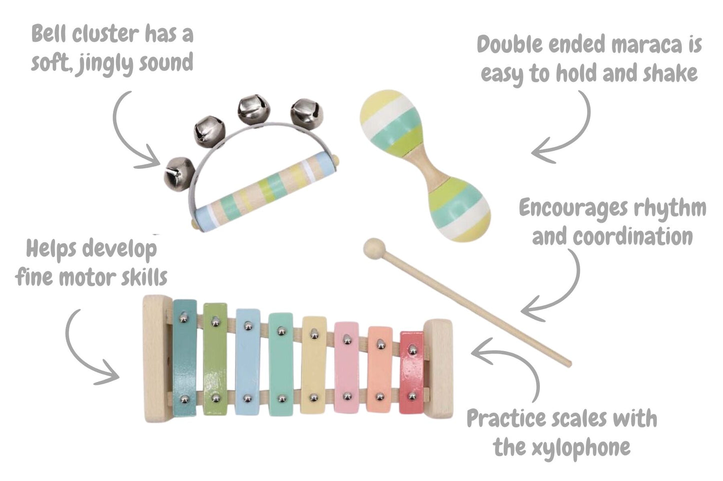 WOODEN MUSIC SET 3 PC XYLOPHONE SET BLUE